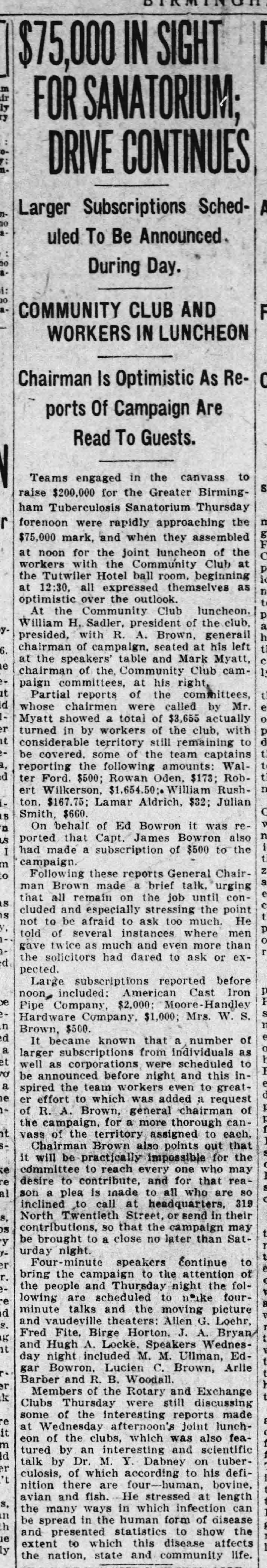 $75,000 In Sight For Sanitorium, Drive Continues